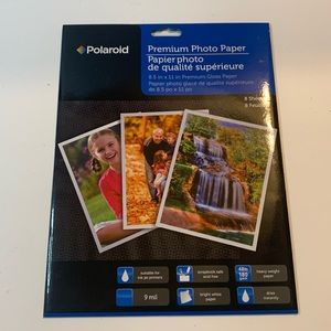 Polaroid Premium Photo Paper 1Pack 8 sheets unopened 8.5 x 11 Gloss Paper New